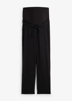 bonprix bonprix Pantalón premamá de lino con pernera recta Negro Sale