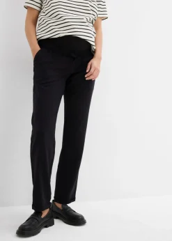 bonprix bonprix Pantalón premamá de lino con pernera recta Negro Sale
