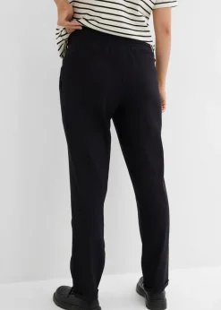 bonprix bonprix Pantalón premamá de lino con pernera recta Negro Sale