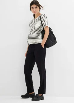 bonprix bonprix Pantalón premamá de lino con pernera recta Negro Sale