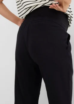 bonprix bonprix Pantalón premamá de lino con pernera recta Negro Sale