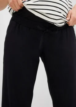bonprix bonprix Pantalón premamá de lino con pernera recta Negro Sale