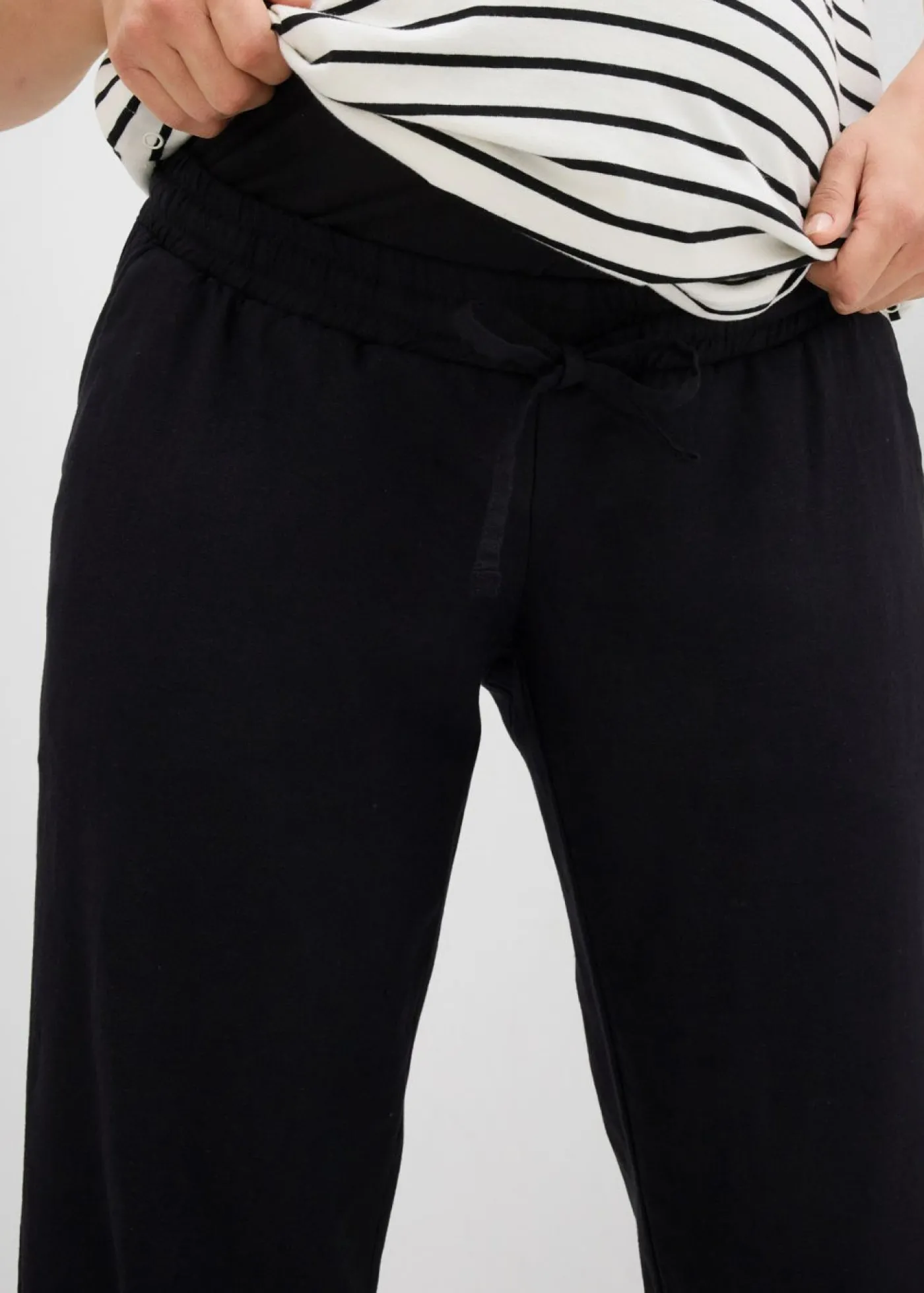 bonprix bonprix Pantalón premamá de lino con pernera recta Negro Sale