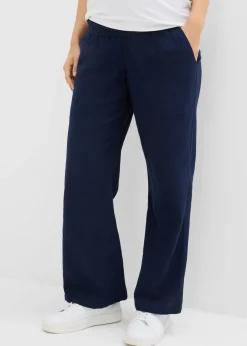 bonprix bonprix Pantalón premamá de muselina de algodón puro con corte holgado Azul marino Best