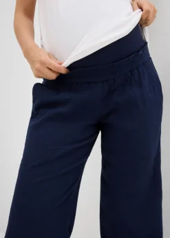 bonprix bonprix Pantalón premamá de muselina de algodón puro con corte holgado Azul marino Best