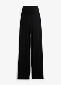 bonprix bonprix Pantalón premamá de punto con cintura de nido de abeja y perneras rectas Negro Sale