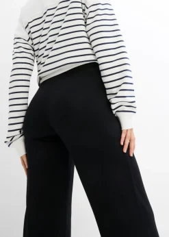 bonprix bonprix Pantalón premamá de punto con cintura de nido de abeja y perneras rectas Negro Sale
