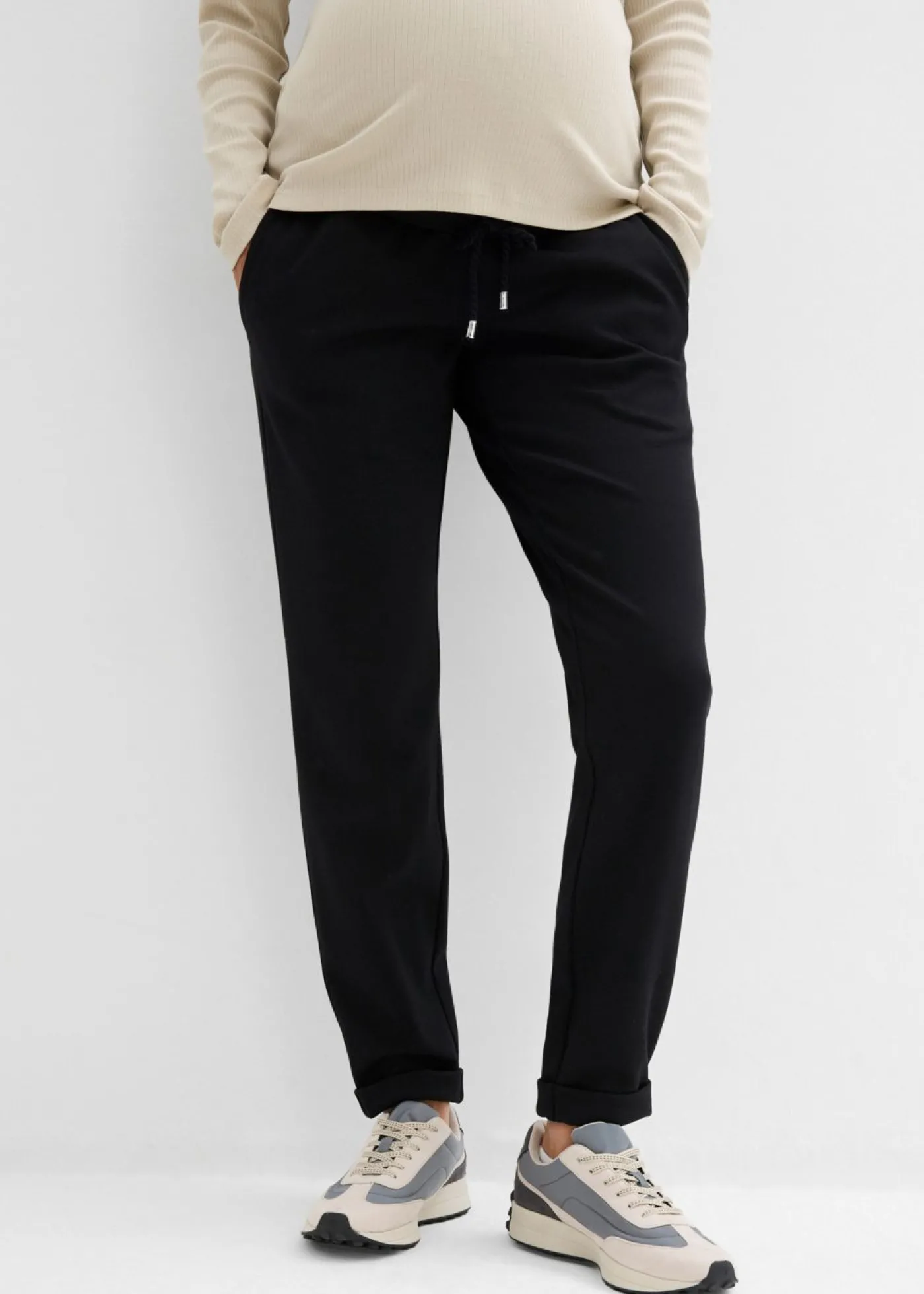 bonprix bonprix Pantalón premamá sin cierre de Punto di Roma con cinturilla elástica Negro New