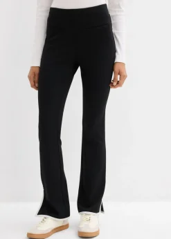 bonprix bonprix Pantalón Punto di Roma con abertura Negro-blanco lana Online