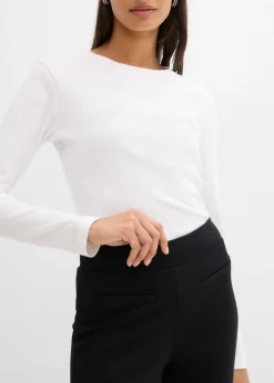 bonprix bonprix Pantalón Punto di Roma con abertura Negro-blanco lana Online