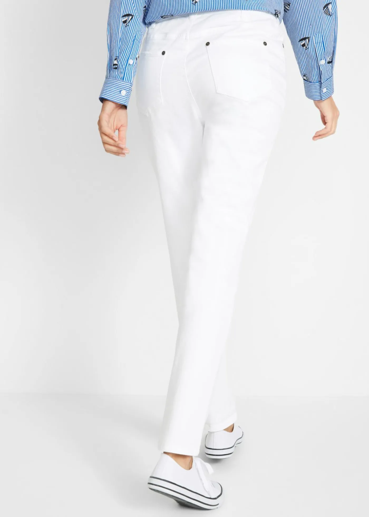 bonprix bonprix Pantalón recto cómodo con elástico Blanco Clearance