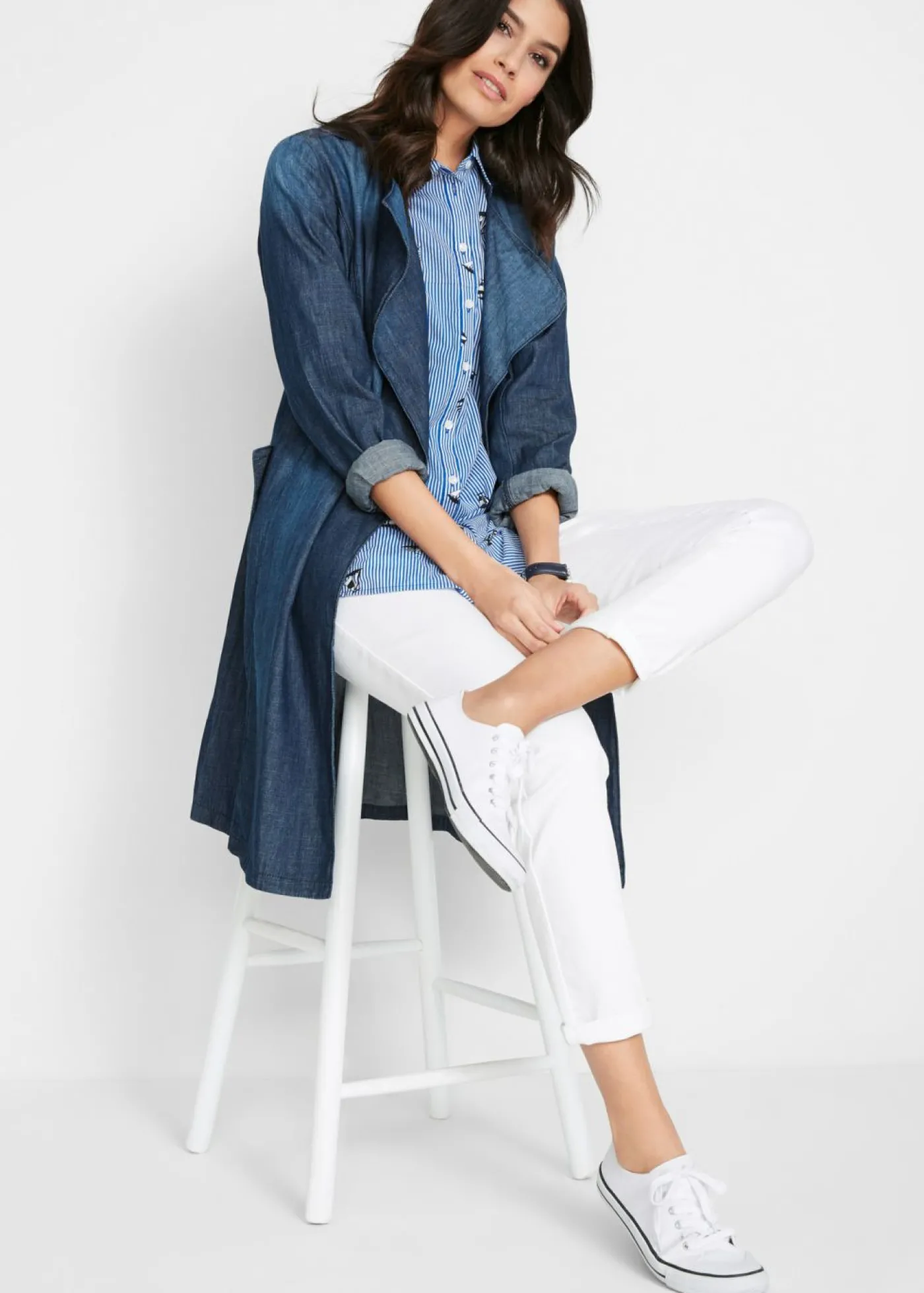 bonprix bonprix Pantalón recto cómodo con elástico Blanco Clearance