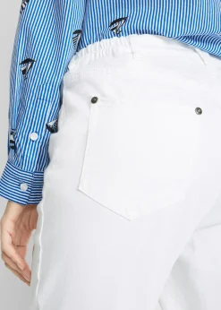 bonprix bonprix Pantalón recto cómodo con elástico Blanco Clearance