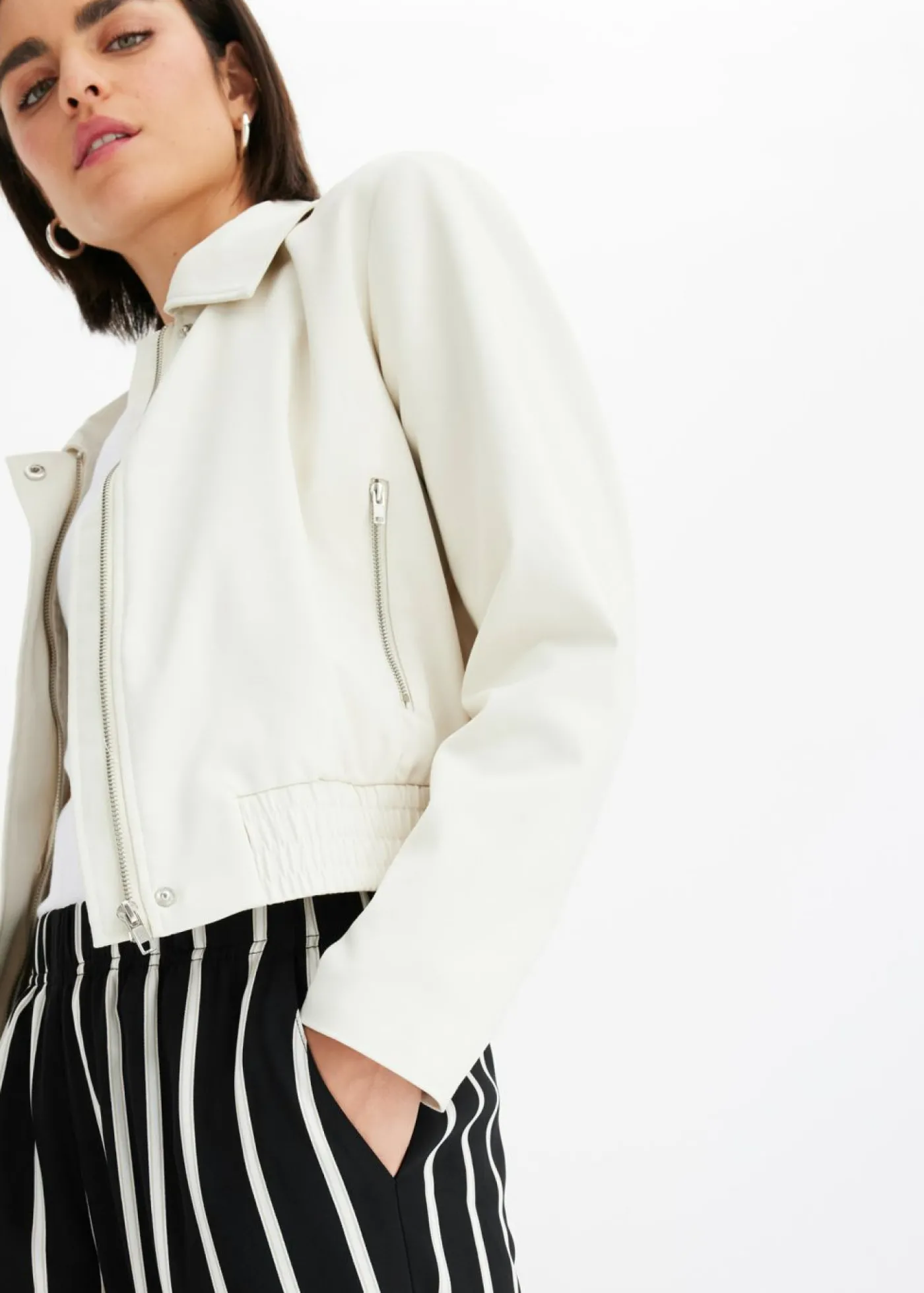 bonprix bonprix Pantalón sin cierre Negro-blanco con rayas