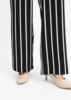 bonprix bonprix Pantalón sin cierre Negro-blanco con rayas