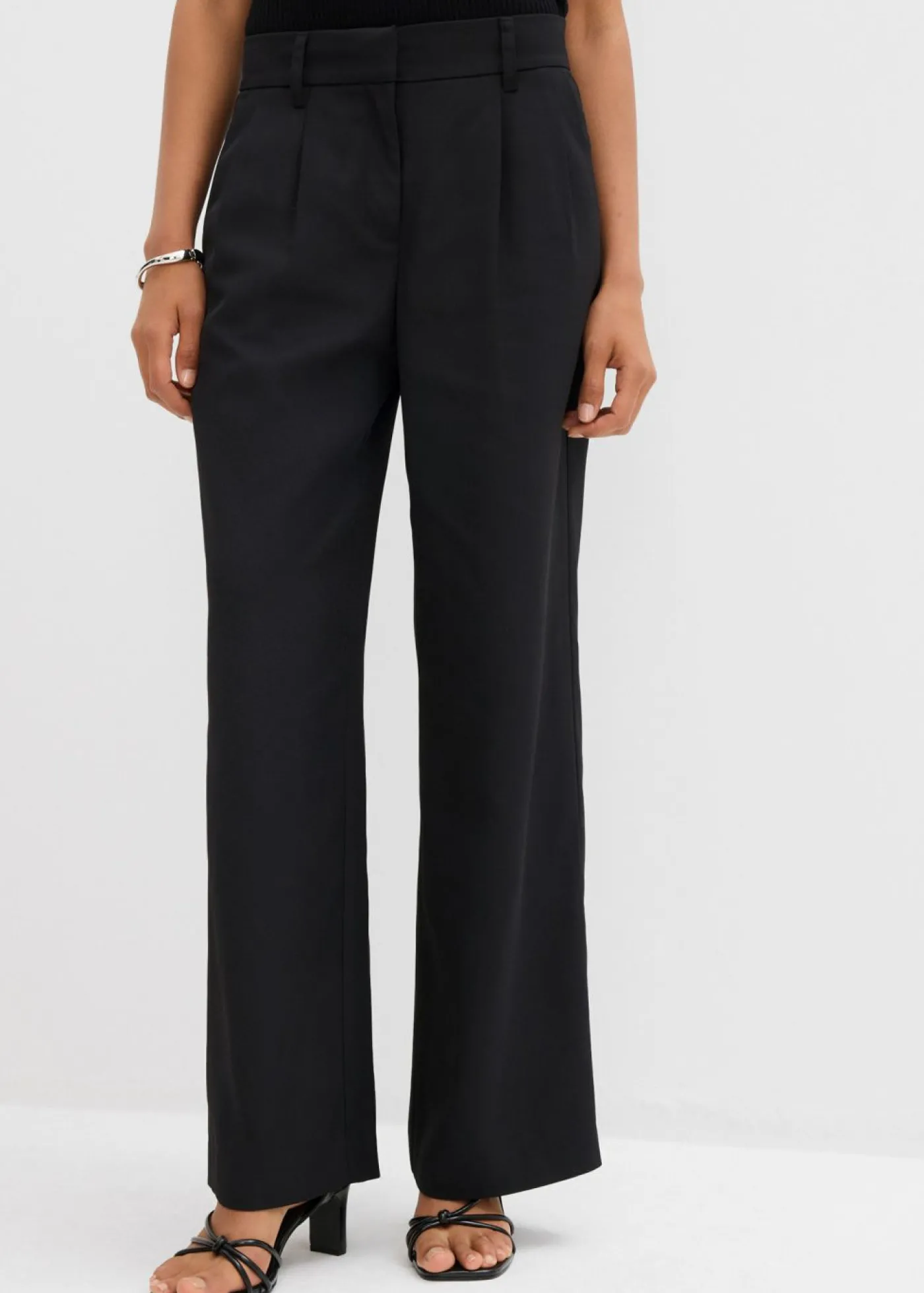 bonprix bonprix Pantalón sin cierre con estructura de sarga Negro New