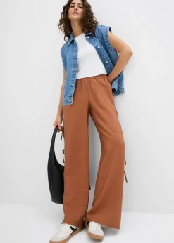 bonprix bonprix Pantalón sin cierre con lazos Marrón castaño Hot