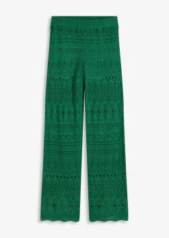 bonprix bonprix Pantalón sin cierre con patrón de punto calado verde gema Clearance