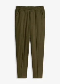 bonprix bonprix Pantalón sin cierre con ribete Verde oliva oscuro