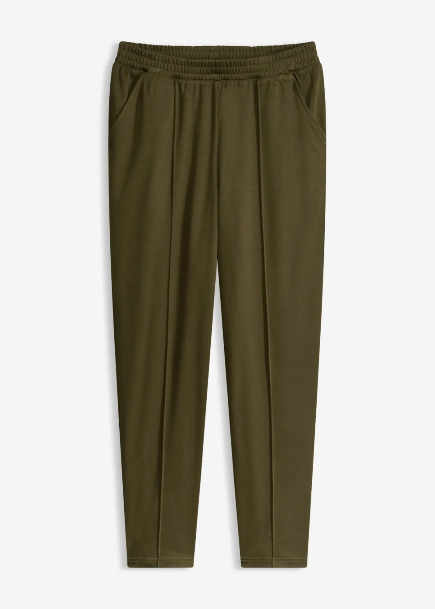 bonprix bonprix Pantalón sin cierre con ribete Verde oliva oscuro