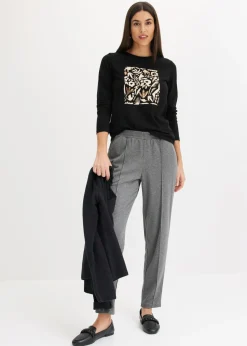 bonprix bonprix Pantalón sin cierre con ribete gris jaspeado moteado Online