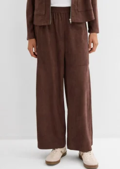 bonprix bonprix Pantalón sin cierre de ante sintético marrón Outlet