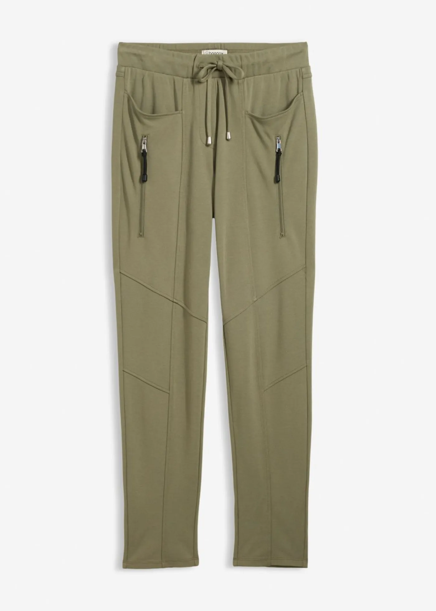 bonprix bonprix Pantalón sin cierre de cómodo tejido Punto di Roma Verde oliva Clearance