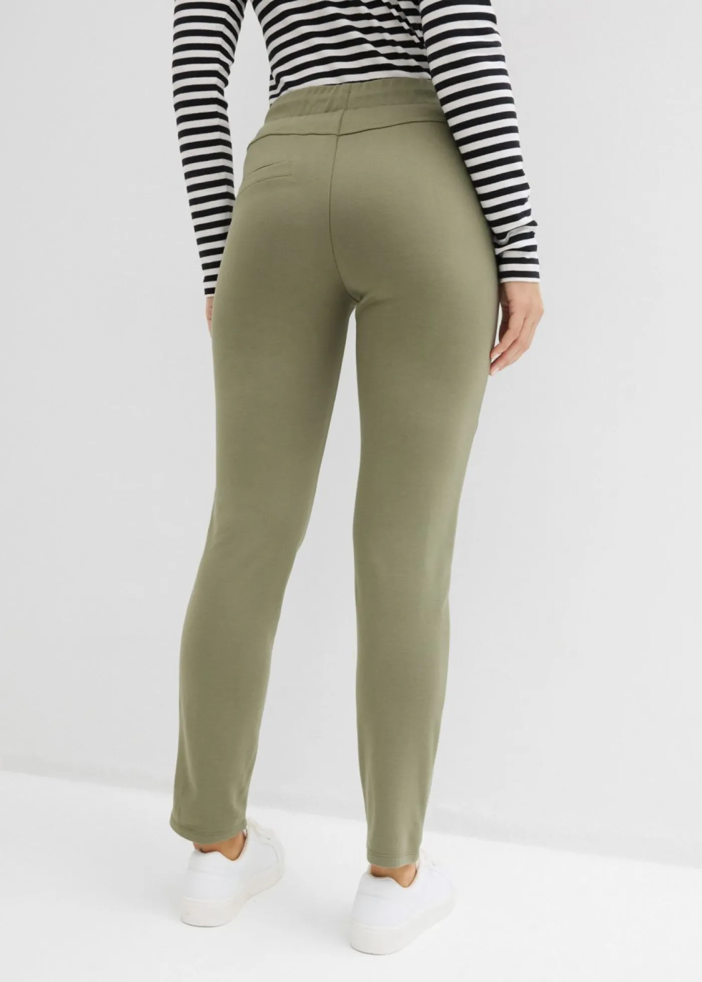 bonprix bonprix Pantalón sin cierre de cómodo tejido Punto di Roma Verde oliva Clearance
