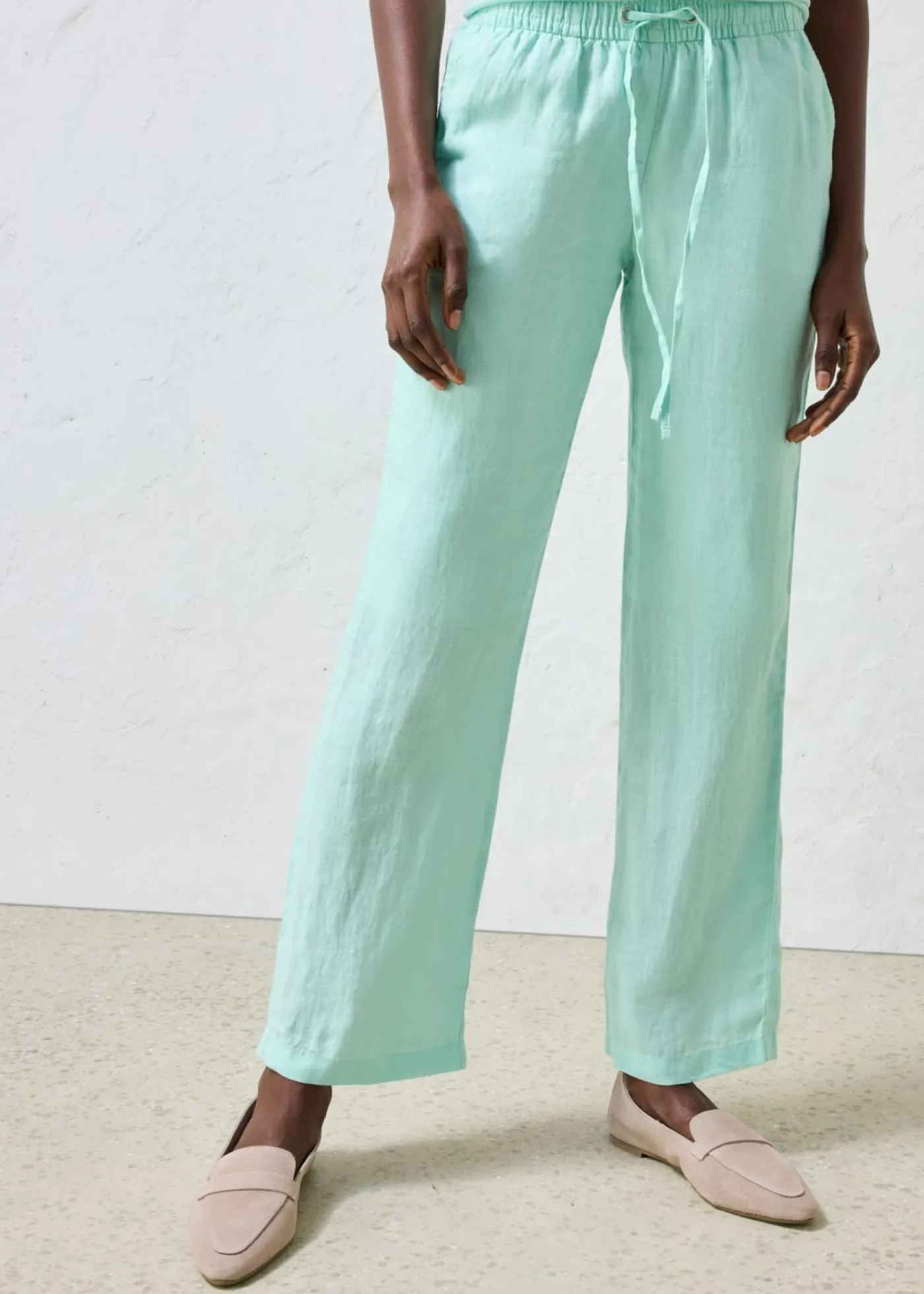 bonprix bonprix Pantalón sin cierre de lino puro Menta claro New