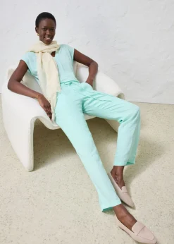 bonprix bonprix Pantalón sin cierre de lino puro Menta claro New