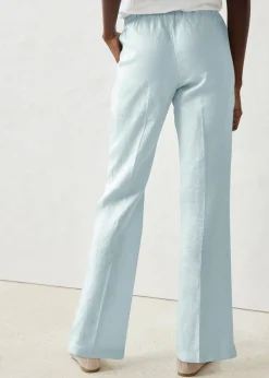 bonprix bonprix Pantalón sin cierre de lino puro Azul hielo Clearance