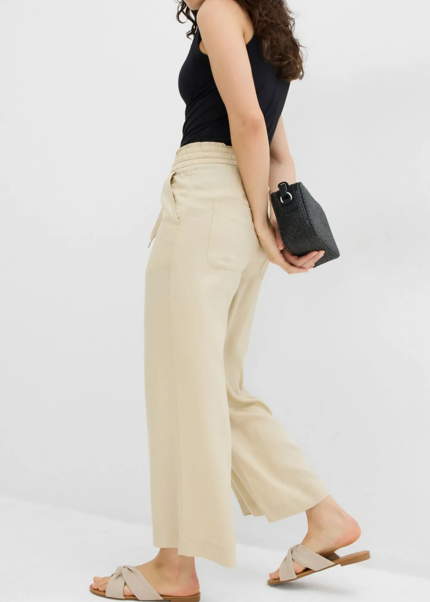 bonprix bonprix Pantalón sin cierre de lyocell 7/8 Arena claro Clearance