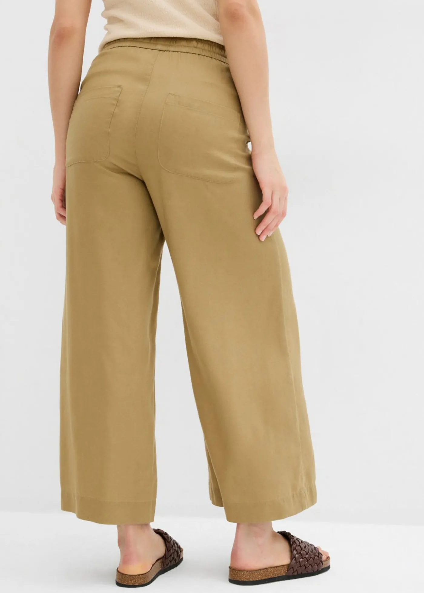 bonprix bonprix Pantalón sin cierre de lyocell 7/8 Marrón caqui Outlet