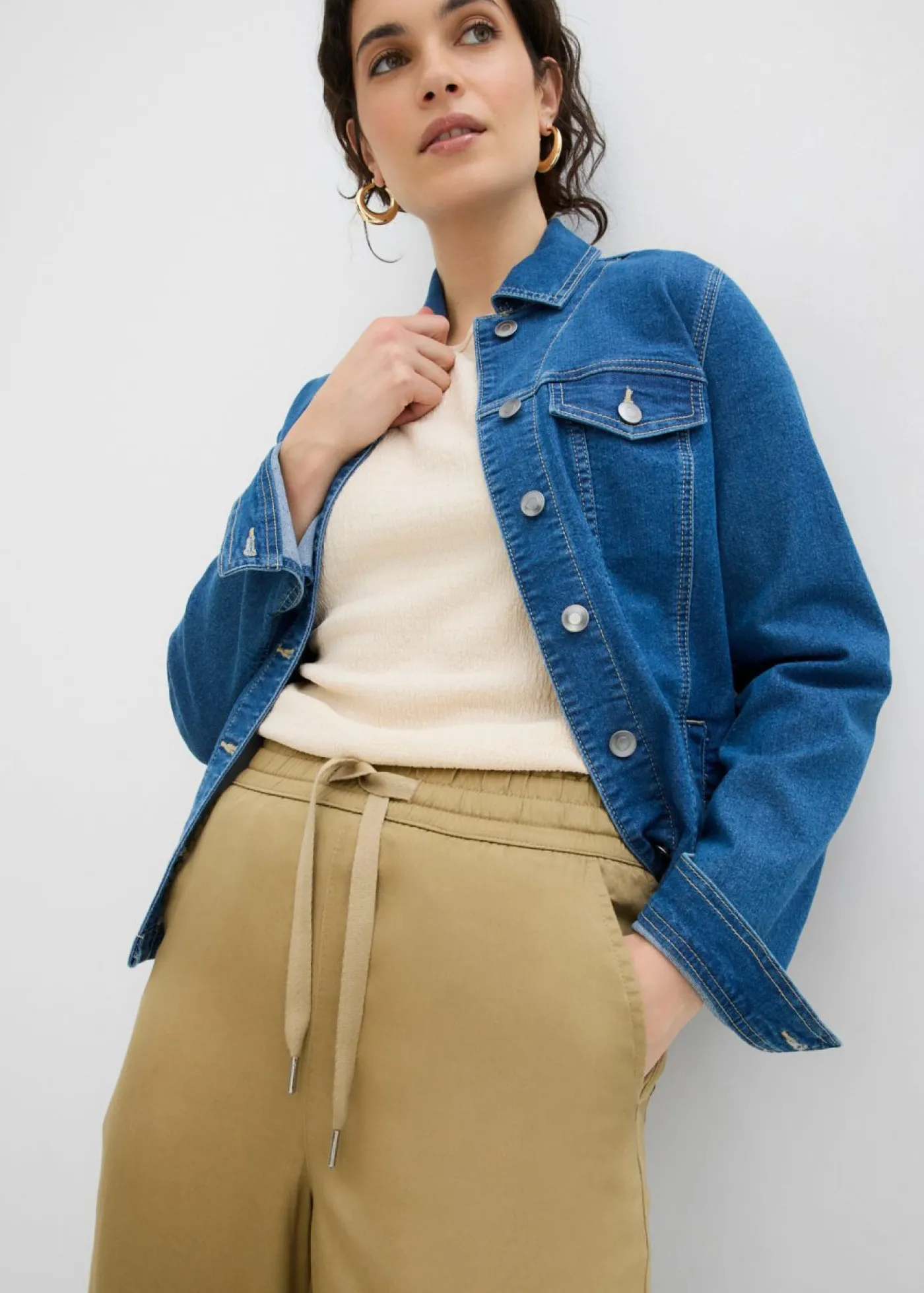 bonprix bonprix Pantalón sin cierre de lyocell 7/8 Marrón caqui Outlet