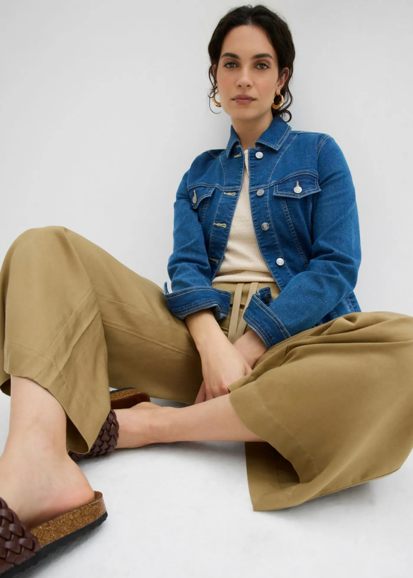 bonprix bonprix Pantalón sin cierre de lyocell 7/8 Marrón caqui Outlet