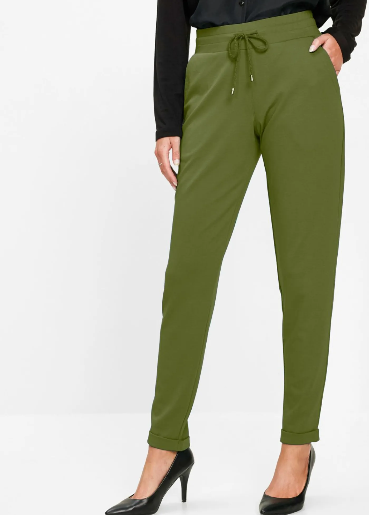 bonprix bonprix Pantalón sin cierre de mezcla de viscosa Musgo oscuro Hot