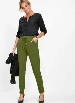 bonprix bonprix Pantalón sin cierre de mezcla de viscosa Musgo oscuro Hot
