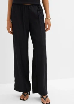 bonprix bonprix Pantalón sin cierre de mezcla de viscosa estructurada Negro Clearance