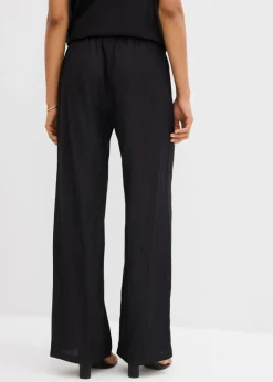 bonprix bonprix Pantalón sin cierre de mezcla de viscosa estructurada Negro Clearance