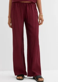 bonprix bonprix Pantalón sin cierre de mezcla de viscosa estructurada rojo avellana Online