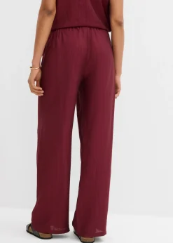 bonprix bonprix Pantalón sin cierre de mezcla de viscosa estructurada rojo avellana Online
