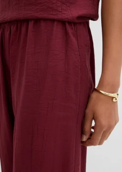 bonprix bonprix Pantalón sin cierre de mezcla de viscosa estructurada rojo avellana Online