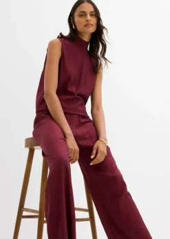 bonprix bonprix Pantalón sin cierre de mezcla de viscosa estructurada rojo avellana Online