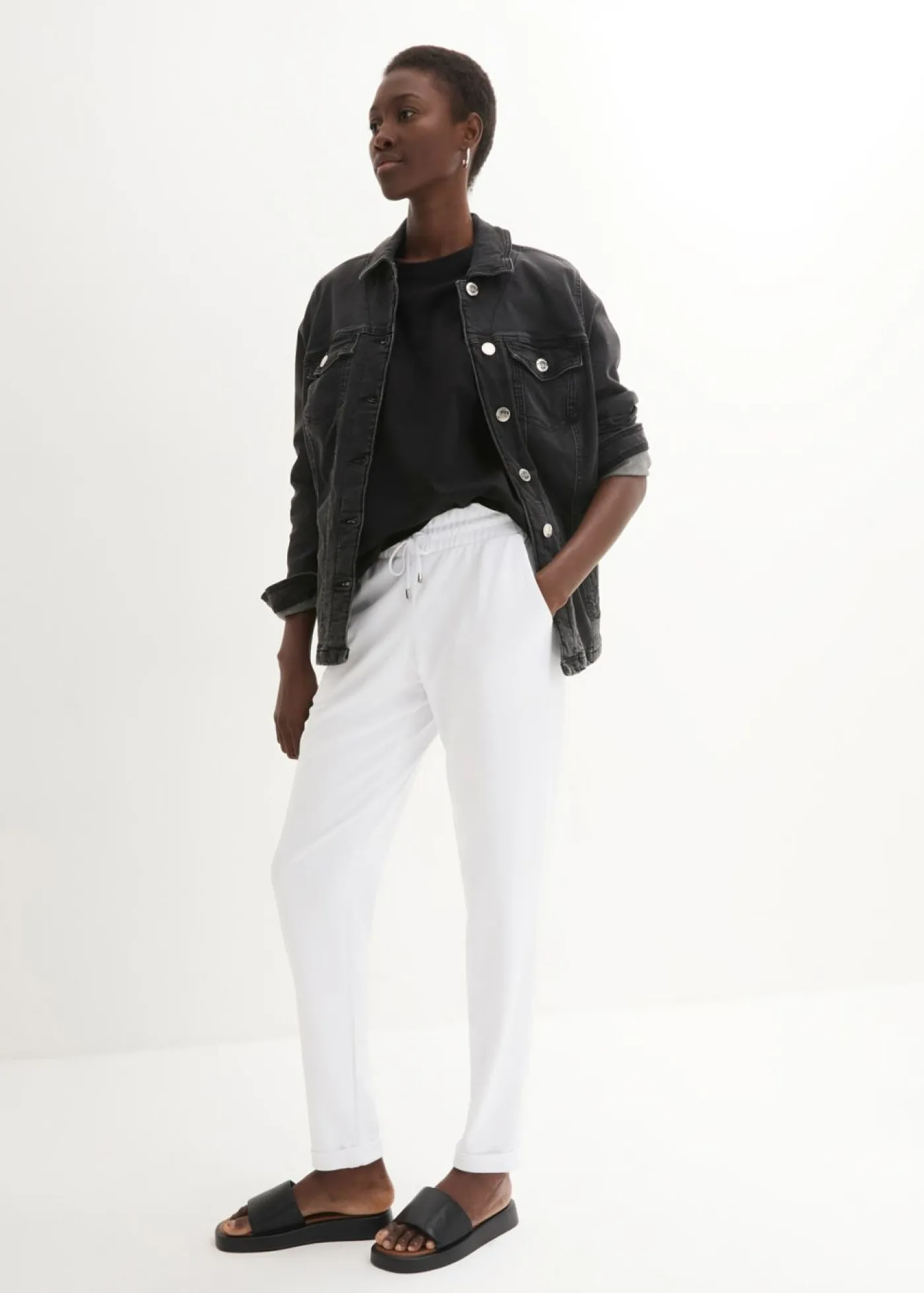 bonprix bonprix Pantalón sin cierre de mezcla de viscosa Blanco Best