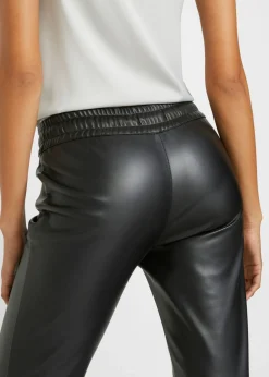 bonprix bonprix Pantalón sin cierre de piel sintética Negro
