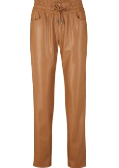 bonprix bonprix Pantalón sin cierre de piel sintética Marrón moka Outlet