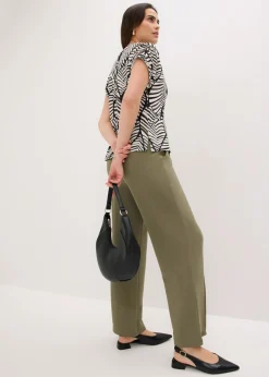bonprix bonprix Pantalón sin cierre de tejido interlock resistente Verde oliva Clearance