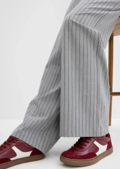 bonprix bonprix Pantalón sin cierre de tejido fluido gris-pizarra-blanco con rayas Outlet