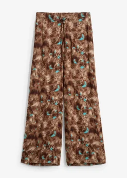 bonprix bonprix Pantalón sin cierre de viscosa fluida Marrón oscuro Discount