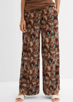 bonprix bonprix Pantalón sin cierre de viscosa fluida Marrón oscuro Discount